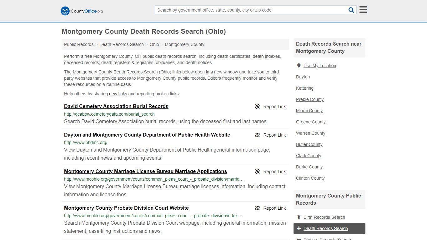 Death Records Search - Montgomery County, OH (Death ...