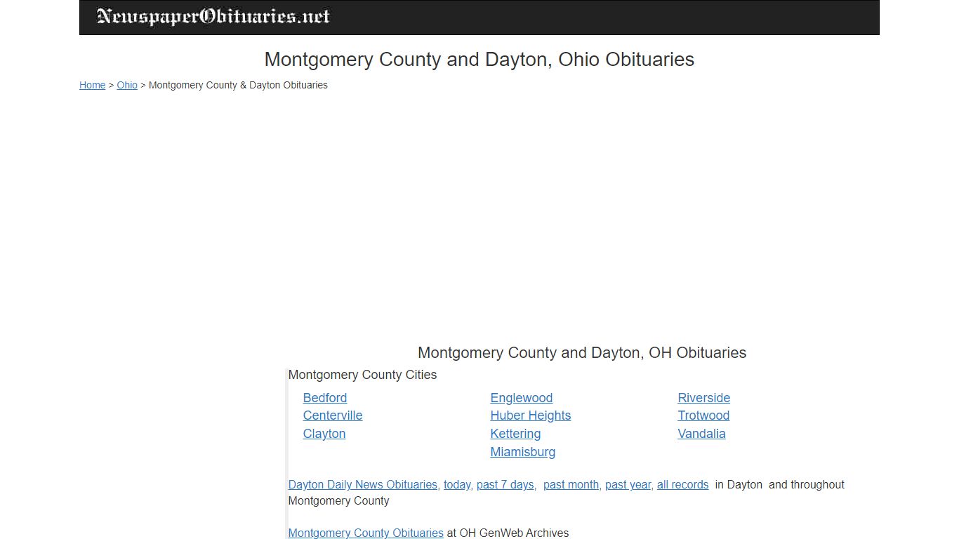 Montgomery County and Dayton, OH Obituaries 190 Indexes